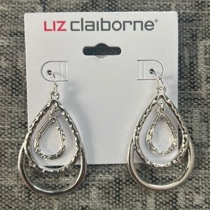 NWT Liz Claiborne silver teardrop earrings